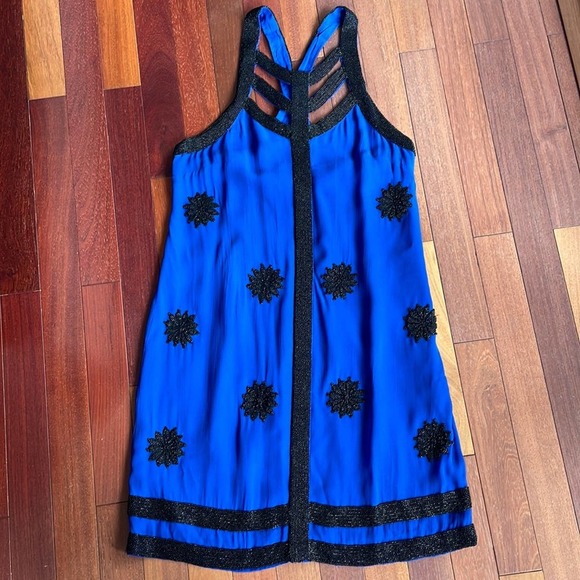 French Connection Dresses & Skirts - French Connection Royal Blue Black Beaded Dress